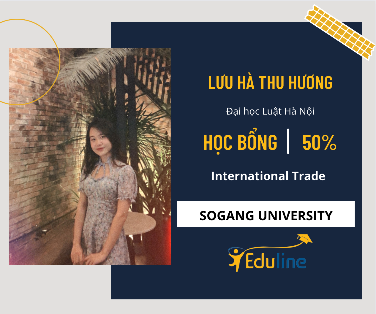 LƯU HÀ THU HƯƠNG – TRÁI NGÀNH VẪN ẴM HỌC BỔNG 50% TRƯỜNG TOP HÀN