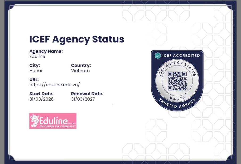 EDULINE SCHOLARS CHÍNH THỨC ĐẠT CHỨNG NHẬN TƯ VẤN DU HỌC CHUẨN QUỐC TẾ ICEF