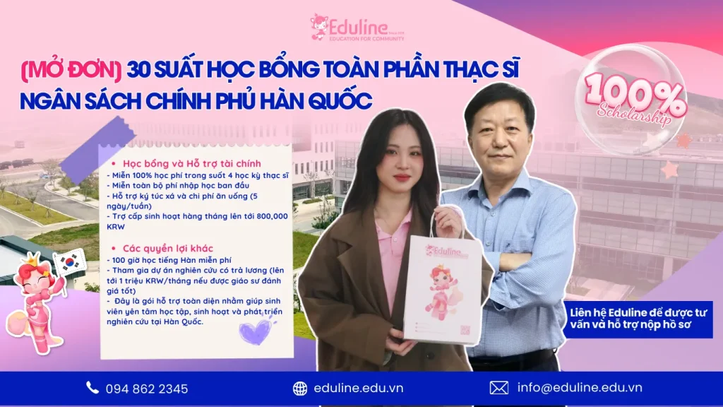 [MỞ ĐƠN] 30 SUẤT HỌC BỔNG TOÀN PHẦN THẠC SĨ – NGÂN SÁCH CHÍNH PHỦ HÀN QUỐC