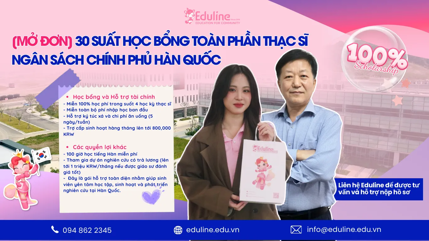 [MỞ ĐƠN] 30 SUẤT HỌC BỔNG TOÀN PHẦN THẠC SĨ – NGÂN SÁCH CHÍNH PHỦ HÀN QUỐC