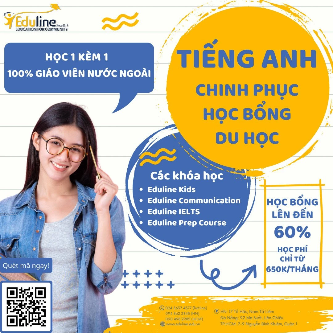 TIẾNG ANH CHINH PHỤC HỌC BỔNG DU HỌC VỚI EDULINE
