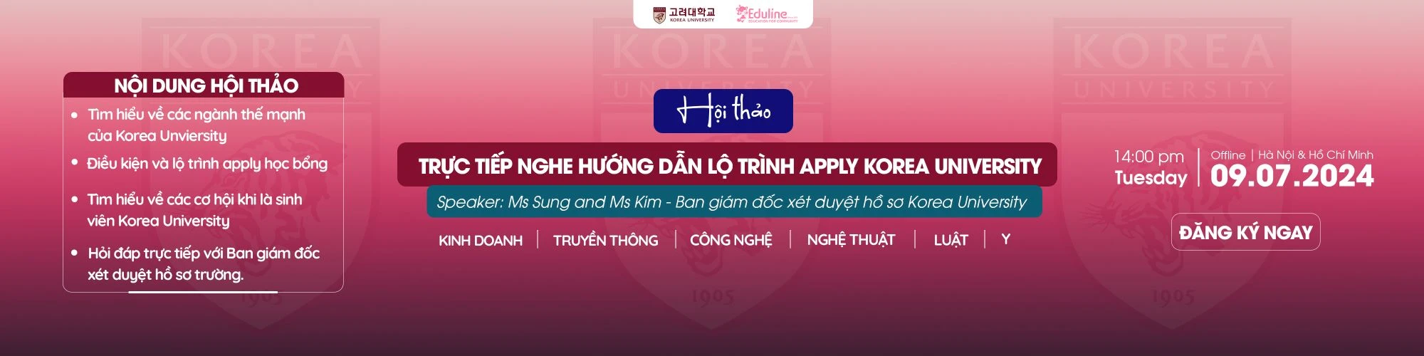 Hội thảo Du Học và Học Bổng tại Đại Học Hàn Quốc 09.07.2024